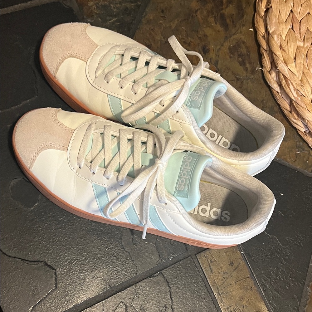 adidas Women's White Mint Gum Sole Sneakers - Picture 3 of 5